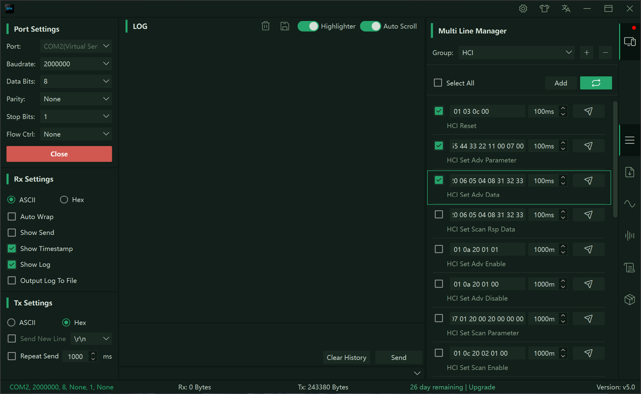 多行发送 — 多帧分组管理